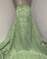 Green Gold Floral Metallic Brocade Fabric 50” Width Sold By The Yard
