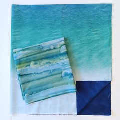 Lot of 2 Hoffman California Blue Ombre And Batik Cotton Fabrics 1yd Each