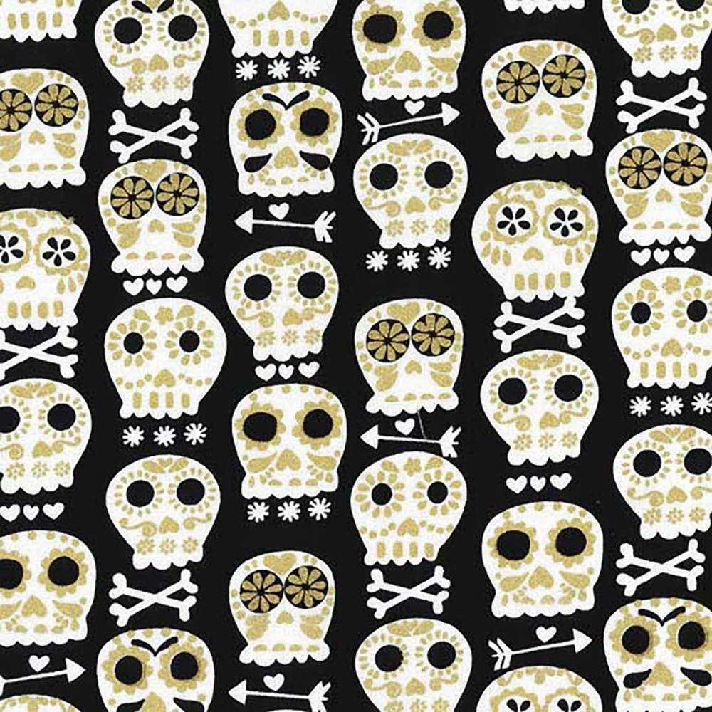 MICHAEL MILLER “BONE HEAD” CM4425 Black GOLD Glitter by the 1/2 yard