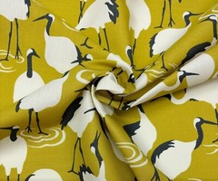 ROBERT ALLEN WINTER CRANE GOLDEN ROD BIRD YELLOW MULTIUSE FABRIC BY YARD 54″W