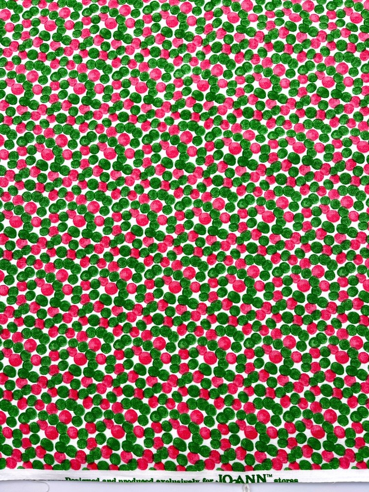 Joann Fabrics Exclusive – Red & Green Dots on White Christmas Fabric 2 yds