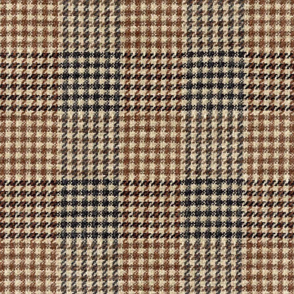 Byron Bark Brown Charcoal Tan Chenille Houndstooth Plaid Check Upholstery Fabric