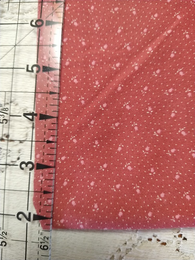 REMNANT Vintage Cotton Fabric Rose Pink Calico Tiny Pink Rosebuds Floral 16×24″