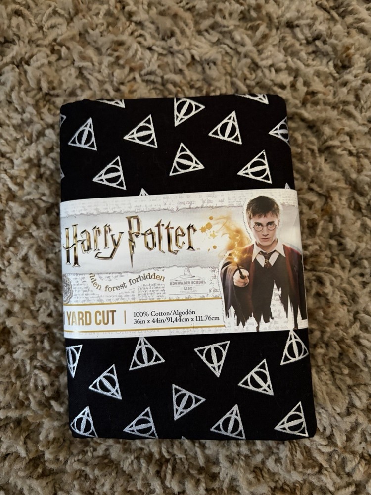 HARRY POTTER FABRIC ART BLACK & Silver 100% COTTON ; 1 YARD CUTS 36x44in NEW