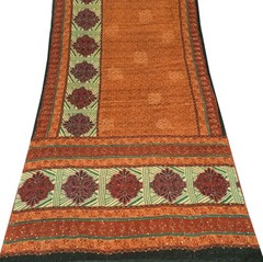 Sushila Vintage Multi-Color Scrap Saree Pure Cotton Silk Kantha Work Sari Fabric