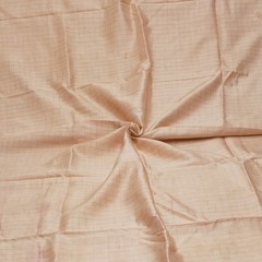 Vintage Peach 100% Pure Silk Handloom Checks Sari Remnant 5YD Craft Fabric Scrap