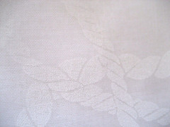 54X36 Vtg White Pattern Voile DECORATOR FABRIC Decor DAISY KINGDOM Tassel Bridal