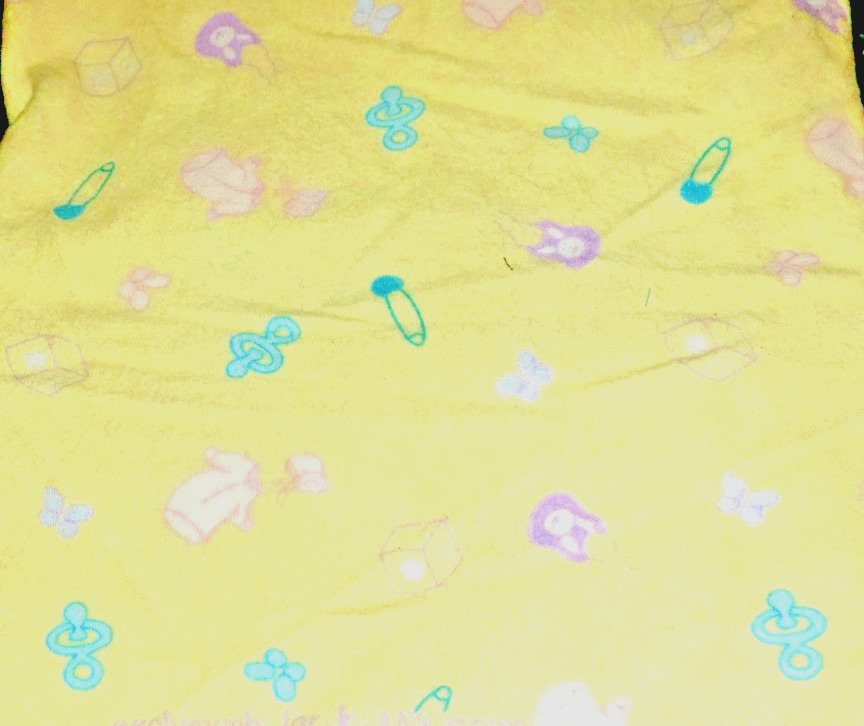 Fabric Flannel Yellow with Baby Theme Items in Pastel Colors – 40″ x 34″