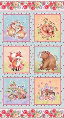 In the Thicket, Baby Animals in 10×10 Blocks, Fabric Panel Studio E 24×44