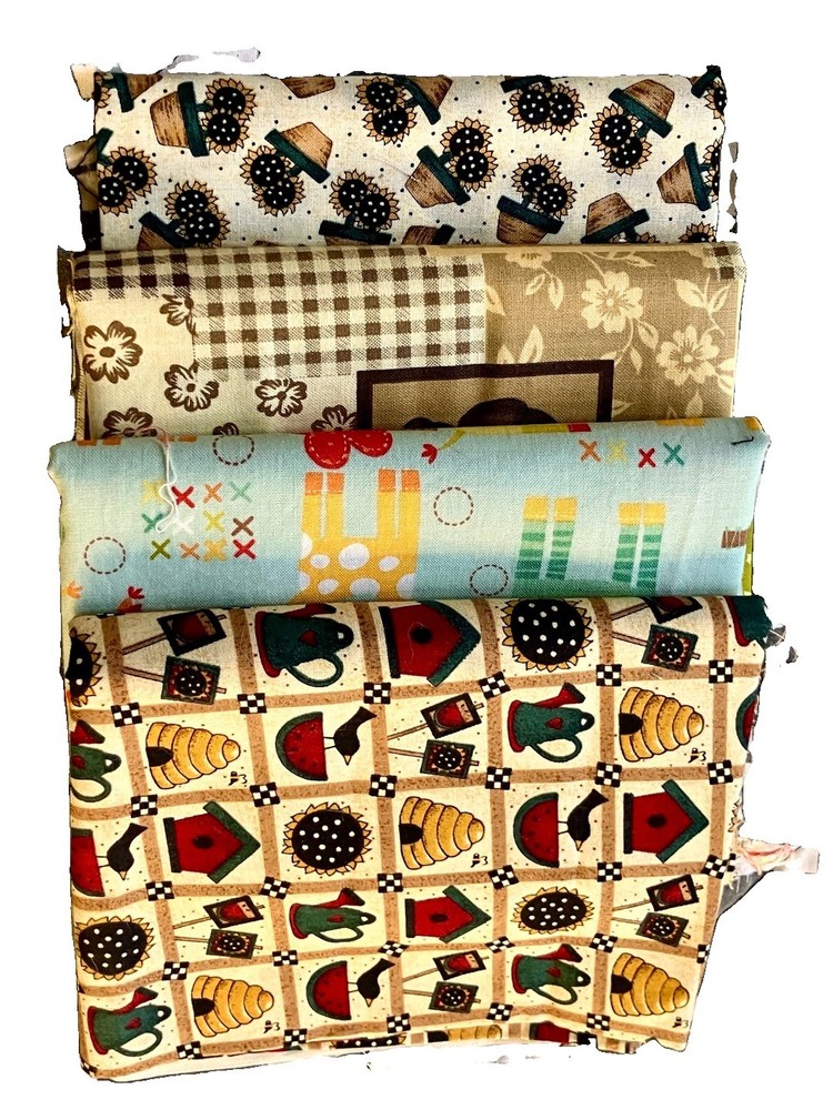 4 Pack Cotton Fabric Baby Theme Bear Giraffe Garden Sunflower Quilt Blanket Gift