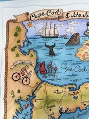 Cape Cod Kid’s Map Organic Cotton Fabric Panel by Quilt-ish Cape Cod 13.25 x 17