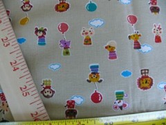 100% COTTON “TAN”BIRTHDAY ANIMALS PANDA RABBIT BEAR LION 2YD 45″W TAIWAN CUTE!!