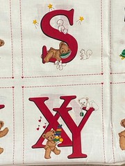 Cranston Very Important Bears Alphabet Squares Quilt Crib Red 2 Panels Cotton