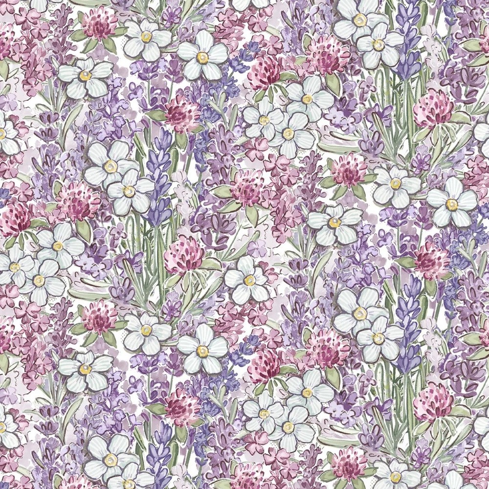 LUMIN – White Owl Textiles – Sweet Honey Bee by Chad Barrett – Packed Floral –