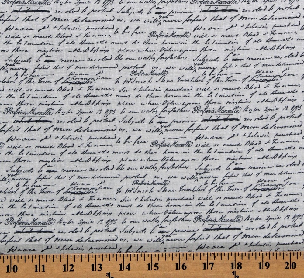 Cotton Buttercup Script Text Handwriting Gray Fabric Print by the Yard D582.85