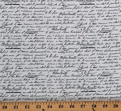 Cotton Buttercup Script Text Handwriting Gray Fabric Print by the Yard D582.85
