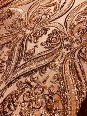 Alaina BRONZE Curlicue Sequins on Mesh Lace Fabric by the Yard – 10018
