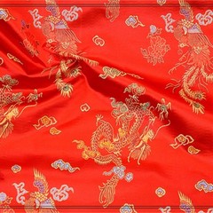 Chinese Satin Silk Dragon Phoenix Fabric Cloth Cheongsam Costume Upholstery DIY
