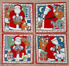 4 Pillow / Quilt Christmas Santa Decorated Fabric Sewing Panels Each 16″X16″ (H)