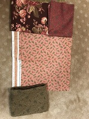Collection of Rose And green fabrics 100% cotton quilting Fabric Approx 2 +Yards
