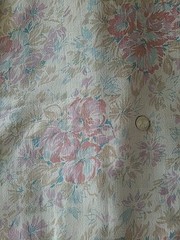 Vintage Muted Linen Floral Fabric 44 1/2″ X 3 Yards (108″) Woolworth Woolco