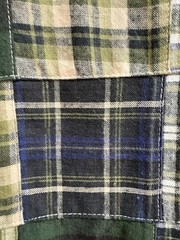 Patchwork Madras Plaid Cotton Fabric 46” X 5.5 Yards Blue Green White Black New