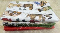 Fat Quarter Bundle Puppy Red Green Cotton Quilting Sewing Craft Junk Journal