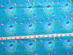 1 yd 100% Cotton Fabric “Possibilities” by AvLyn Creations, Blues w/Umbrellas