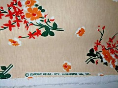 Vtg 80s Klopman Mills Floral Bouquet Cotton Stretch Knit Fabric Tan 48″x62″ w PC