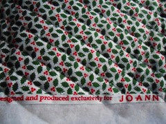 Double Faced Pre-Quilted Christmas Holly and Red Stripes 40″ x 40″ ~Joann Fabric