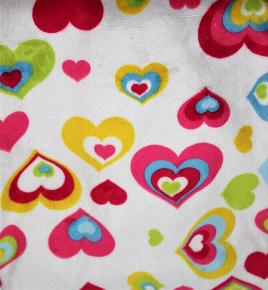 MULTI HEARTS MINKY CUDDLE SMOOTH SILKY PLUSH SEW QUILT CRAFT FABRIC BTY+ PRECUT