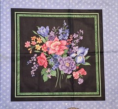Purple Floral Print 4 Pillow Top Panels 46″ 35″ Fabric Sewing
