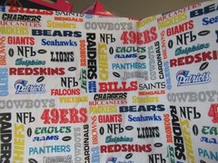 N.T.T. INC. NFL FOOTBALL ALL TEAMS NAMES COTTON FABRIC VTG. 1994 SBTYX59