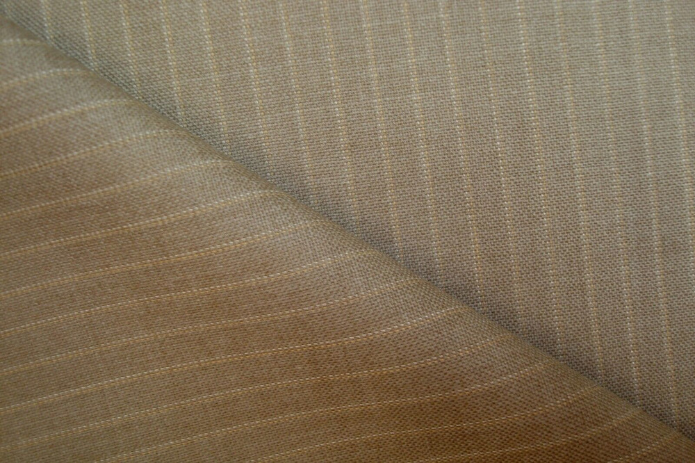 4.44 yds WOOL Fabric Luxury Super 100s Suiting 9 oz Camel Taupe stripe 160″ BTP