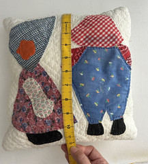 “Sunbonnet Sue” “Overall Sam” Vintage Handmade quilted throw pillow applique