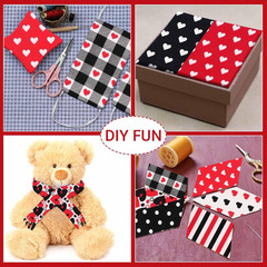 40Pcs Mother’S Day Cotton Fabric Strips Red Black Love Heart Polka Dots Fabric