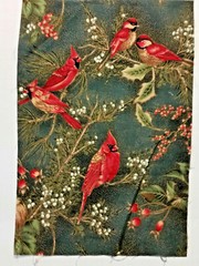 fabric 3-pc Christmas CARDINAL Birds red green gold 2 ounces Hoffman Fabrics