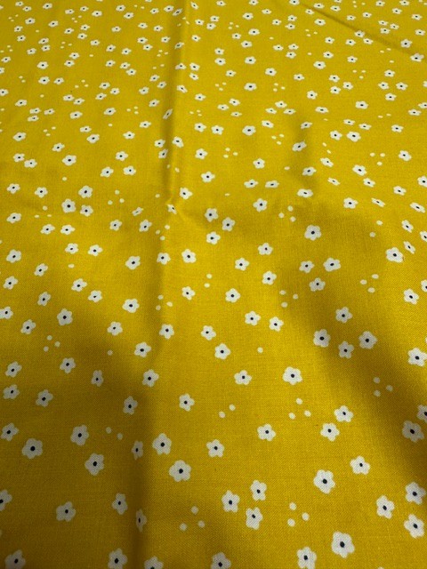 Brother Sister Design Studio Yellow White Daisy Floral Flower 1 Yard Fabric