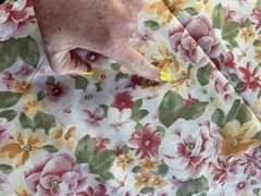 Sweet Vintage Cotton fabric 1.5 yards Pink Yellow Green Floral Cottagecore