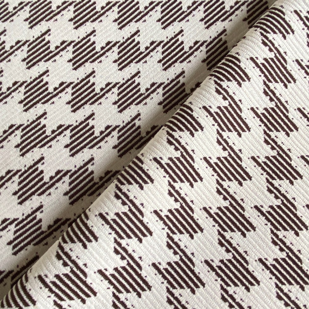 1.8 YD 1970s Vintage Double Knit Polyester Fabric Brown Houndstooth