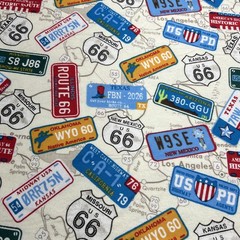 JoAnn Snuggle Flannel Fabric 2 Yards Route 66 Road Map and Signs NEW