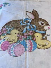 VTG Easter Fabric Lot Appliqués Pillow Quilt Rare Lot! Bunnies Chicks Darling