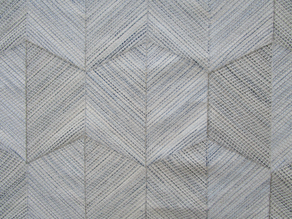 Schumacher’s HECETA Embroidery Geometric Global Blue Ivory 5.22 yds w/ Cutout