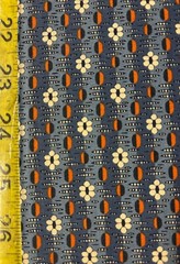 Indigo and Cheddar Marcus Fabrics mid century modern R330771 Blue white flowers