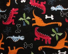 DINOSAURS BLK MINKY CUDDLE SMOOTH SILKY PLUSH SEW QUILT CRAFT FABRIC BTY+PRECUTS