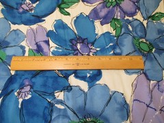 Vintage Hamil Cotton Blend Large Floral Blue Purple 1yd 33″ x 60