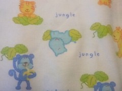 Jungle and Safari animals on White FLANNEL Fabric (44″ Wide x 60 ” long)