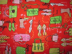 DIVA PURSES SHOES HAND BAGS PURSE RED COTTON FABRIC FQ