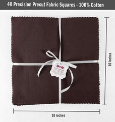 Soimoi Solid Dark Brown Precut 10 inch Cotton Fabric Quilting Squares Charm P…