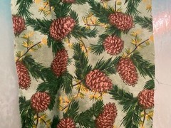 Sea shell sea weed star fish polyester chiffon fabric on beige, 58″ by 20″